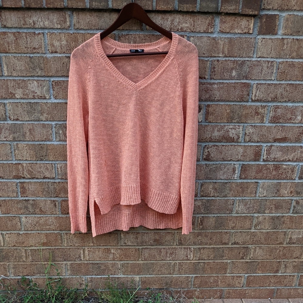 Eileen Fisher melange linen grain v neck sweater